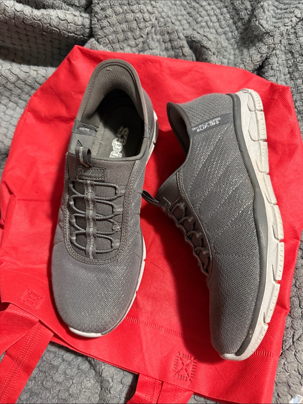 Skechers Women's Gray Knit Slip-On Sneakers